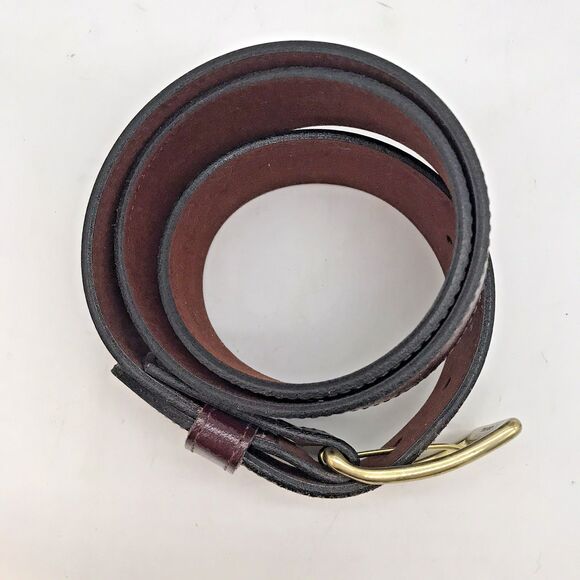 Brown Cowhide Smooth Leather Dress Belt Men's 36  1.5" W - 41 " L  Brass Buckle - Picture 5 of 13